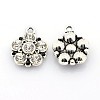 Antique Silver Plated Alloy Rhinestone Flower Pendants LS-ALRI-N016-05-1