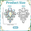 2Pcs Silver Alloy Glass Brooch JEWB-FG0001-55B-2