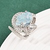 Snake Natural Aquamarine Open Cuff Rings RJEW-K286-10P-03-2