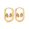 304 Stainless Steel Oval with Butterfly Hoop Earrings for Women STAS-B035-02G-1