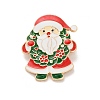 Santa Claus with Christmas Wreath Enamel Pins JEWB-H033-07C-KCG-1