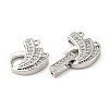 Rack Plating Brass Micro Pave Clear Cubic Zirconia Fold Over Clasps KK-H447-15P-2