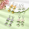 Flower of Life Glass & Acrylic Dangle Leverback Earrings EJEW-JE05558-2