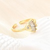 Ocean Theme Brass Micro Pave Cubic Zirconia Cuff Rings for Women LS-RJEW-F184-17D-G-4