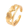 PVD Vacuum Plating 304 Stainless Steel Heart Cuff Rings for Women RJEW-G316-03G-1