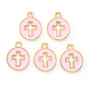 Light Gold Plated Alloy Enamel Pendants LS-X-ENAM-R136-18B-1