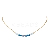 Dyed Natural Malaysia Jade Faceted Rondelle Beaded 304 Stainless Steel Satellite Chain Necklaces for Women NJEW-JN05783-03-2