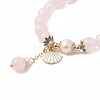 Natural Rose Quartz & Pearl Stretch Bracelet BJEW-JB09224-01-4