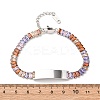 304 Stainless Steel Glass Link Chain Bracelets BJEW-G753-03P-03-5