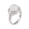 Natural Quartz Crystal Round Adjustable Rings RJEW-K271-04P-07-2