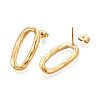 304 Stainless Steel Oval Stud Earrings for Women EJEW-N016-020G-2
