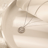 Stylish 304 Stainless Steel Crystal Rhinestone Flat Round with Tree Pendant Necklaces for Women LJ7158-1-1