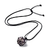 Natural Amethyst Round Pendant Necklace NJEW-H009-02-03-2