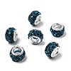 Polymer Clay Rhinestone European Large Hole Beads with Silver Color Plated Brass Cores FPDL-R002-04-1