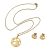 Football 201 Stainless Steel Pendant Necklaces & Stud Earrings Sets for Women SJEW-Q025-01G-4