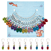 18Pcs 9 Colors Halloween Skull Plastic Pendant Stitch Markers HJEW-NB00004-1