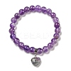 8.5mm Round Natural Amethyst Beaded Stretch Bracelets BJEW-C074-01M-2