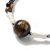Natural Tiger Eye Round & Synthetic Non-magnetic Hematite & White Shell Beaded Bracelets for Women BJEW-K251-02G-3
