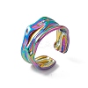 Ion Plating(IP) 304 Stainless Steel Twist Wave Open Cuff Ring for Women RJEW-C045-22M-1