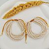 Adjustable Round Shell Pearl Multi-Strand Braided Bead Bracelets for Women WG86BBB-01-3