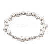 Platinum Tone Brass Micro Pave Cubic Zirconia & Plastic Pearl Tennis Bracelets BJEW-B160-16P-5