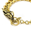 Men's Alloy Curb Chain Bracelet with Dragon Head Clasp BJEW-A129-05AG-4