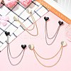 4Pcs 2 Styles Heart Rhinestone Lapel Pins JEWB-CJ0003-34-6