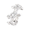 Brass Micro Pave Clear Cubic Zirconia Cuff Rings for Women RJEW-G345-02P-4