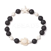 Synthetic Turquoise and Natural Lava Rock Beads Stretch Bracelets for Men Women BJEW-JB11824-02-2