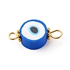 Flat Round with Evil Eye Polymer Clay Links Connectors PALLOY-JF00719-2