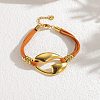 Velvet Cord & 304 Stainless Steel Charms Bracelets BJEW-H638-04G-1