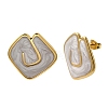 Rhombus 201 Stainless Steel Enamel Stud Earrings EJEW-Z151-12G-01-6
