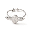 Non-Tarnish 304 Stainless Steel Owl Open Cuff Rings for Women RJEW-H136-01P-2