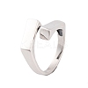 925 Sterling Silver Rectangle Cuff Open Rings for Women Men RJEW-P105-03S-1