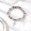 3Pcs Natural Mixed Gemstone Chip Beaded Stretch Bracelets BJEW-JB12316-4