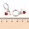 Heart Brass ABS Imitation Pearl Hoop Earrings EJEW-M077-18P-5