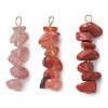 Gradient Color Natural Rhodonite & Natural Red Jasper & Natural Strawberry Quartz Chip Beaded Pendants PALLOY-JF02795-06-1