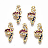 Brass Micro Pave Cubic Zirconia Charms KK-N233-080-NF-1