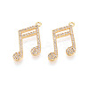 Brass Micro Pave Clear Cubic Zirconia Pendants KK-T074-110A-G-1