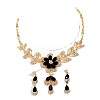 Flower Alloy Rhinestone Pendant Necklaces & Teardrop Stud Dangle Earrings Sets FS-WG19EE6-06-3