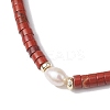 Natural Red Jasper and Pearl Beads Btacelets BJEW-JB10681-06-3