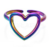 304 Stainless Steel Hollow Heart Cuff Rings RJEW-N038-122M-3