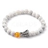 Men's Natural Howlite & Lava Rock Stretch Beaded Bracelets Sets BJEW-JB05429-9