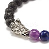 Natural Lava Rock Round Beads Stretch Bracelet BJEW-JB07455-4