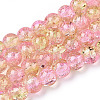 1Strand Two Tone Transparent Crackle Glass Round Beads Strands X-CCG-Q002-8mm-03-1