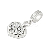 Brass Clear Cubic Zirconia Heart European Dangle Charms KK-Z090-04P-2