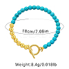 Synthetic Turquoise & Brass Round Beaded Bracelets for Women EH2612-7