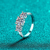 Rhodium Plated 925 Sterling Silver Pave 8.2x4.9mm Moissanite Finger Rings WG3C802-04-2
