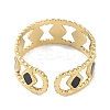Ion Plating(IP) 304 Stainless Steel Enamel Cuff Finger Rings RJEW-L107-041G-02-3