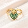 Sacred Heart Brass Micro Pave Cubic Zirconia Cuff Rings for Women RJEW-B117-01G-3